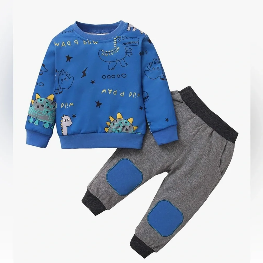 Blue and Gray Dinosaur Matching Set